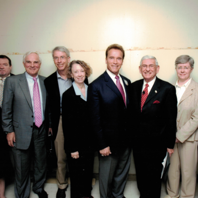 Former California Gov. Arnold Schwarzenegger at the 2000 National Seminar with EWA's Lori Crouch and others.