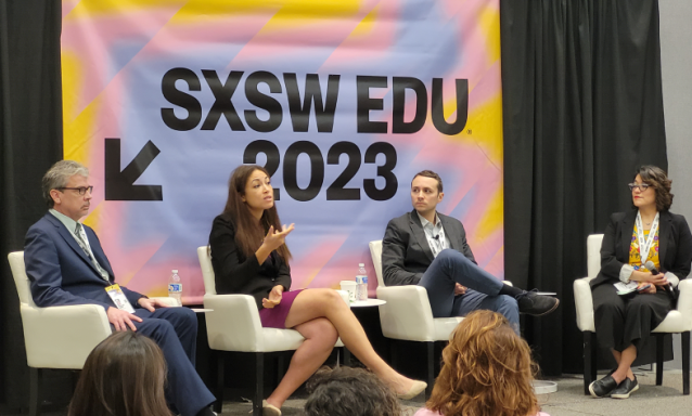 Panelists speak about school finance at SXSW EDU in Austin Texas.