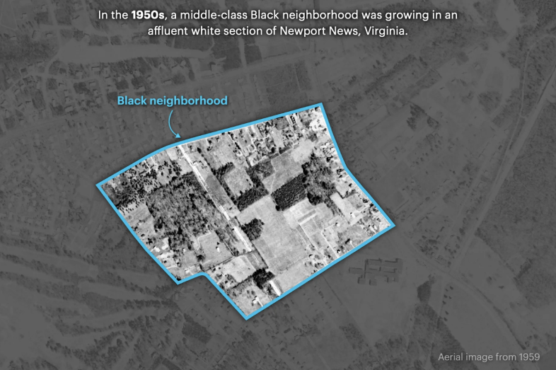 A map of a former majority Black community in Virginia