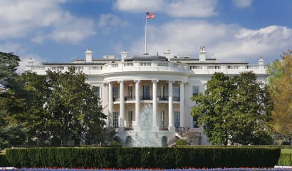 An exterior shot of the White House in Washington, D.C.