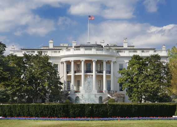 An exterior shot of the White House in Washington, D.C.