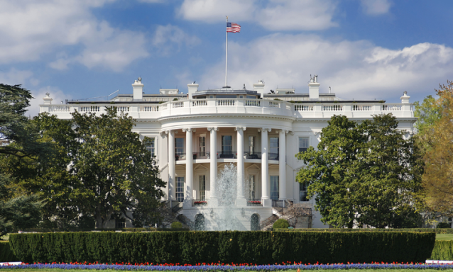 An exterior shot of the White House in Washington, D.C.