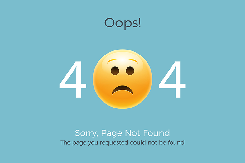 A graphic showing a 404 missing page error.