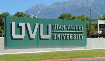 The signage of Utah Valley University