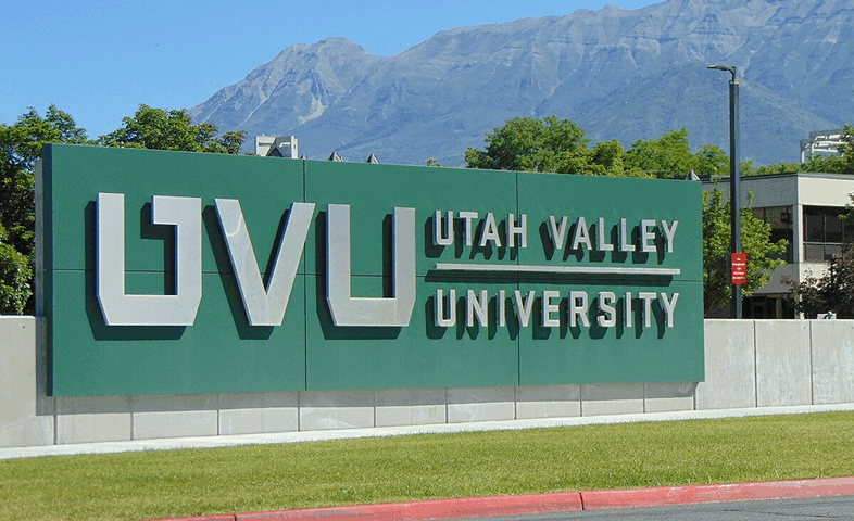 The signage of Utah Valley University